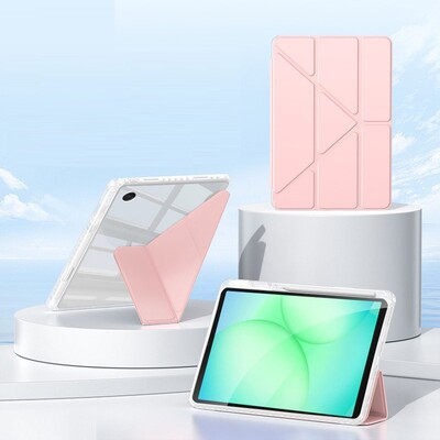 Защитный чехол книжка Acrylic Origami TPU Case с креплением для стилуса розовый для Samsung Galaxy Tab A9 Plus(1)