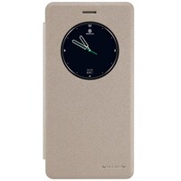 Полиуретановый чехол книга Nillkin Sparkle Leather Case Gold для Lenovo K5 Note/A7020
