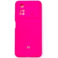 Силиконовый чехол с микрофиброй Silicone Case ярко-розовый для Xiaomi Poco M4 Pro 4G(#1)
