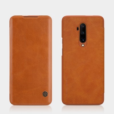 Кожаный чехол Nillkin Qin Leather Case Коричневый для OnePlus 7T Pro(4)