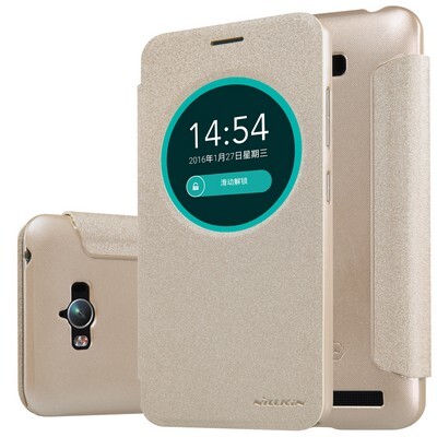 Полиуретановый чехол книга Nillkin Sparkle Leather Case Gold для Asus Zenfone Max ZC550KL(3)