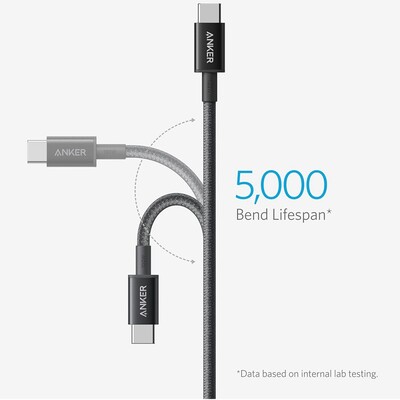 Кабель Anker A8756 USB-C to USB-C 100W Braided 1m черный(3)