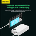 Внешний аккумулятор Baseus Adaman2 Digital Display Fast Charge Power Bank 20000mAh 30W (VOOC Edition) с кабелем USB to Type-C 3A 0.3m (PPAD050002, PPAD080102) белый(#6)