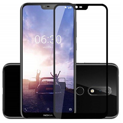 Противоударное защитное стекло Full Screen Cover 0.3mm черное для Nokia 6.1 Plus\ X6(1)