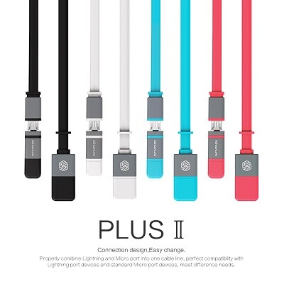 USB кабель зарядки и синхронизации Nillkin Plus 2 Micro USB+Lightning 8pin Black(4)