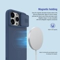 Силиконовая накладка с пластиной Magsafe Nillkin CamShield Silky Magnetic Silicone Case Голубая для Apple iPhone 15 Pro Max(#8)