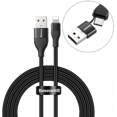 Кабель Baseus 2-in-1 Dual Output (CATLYW-G01) USB-A/C to Lightning 1m черный(3)
