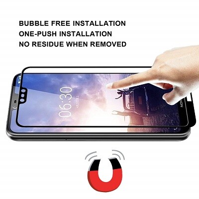 Противоударное защитное стекло Full Screen Cover 0.3mm черное для Nokia 6.1 Plus\ X6(4)