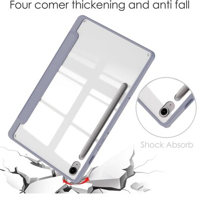 Защитный чехол Acrylic TPU Case с креплением для стилуса серый для Samsung Galaxy Tab S10 Fe Plus(6)