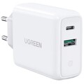Сетевое зарядное устройтсво UGREEN CD170-60468, USB-A+USB-C, PD 36W Fast Charge, белый(#1)