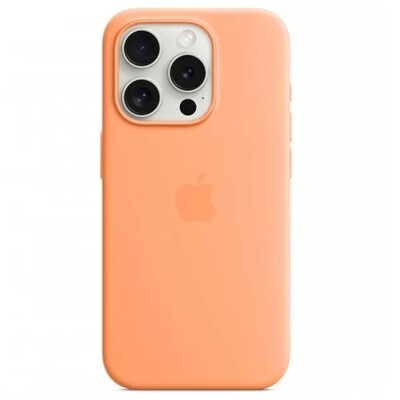 Силиконовый чехол с Magsafe оранжевый для Apple iPhone 15 Pro Max(1)