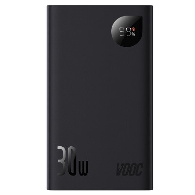 Внешний аккумулятор Baseus Adaman2 Digital Display Fast Charge Power Bank 20000mAh 30W VOOC Edition с кабелем USB to Type-C 3A 0.3m (PPAD050001) черный(1)