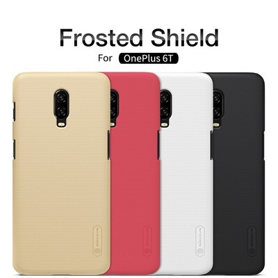 Пластиковый чехол с подставкой Nillkin Super Frosted Shield Золотой для OnePlus 6T(4)