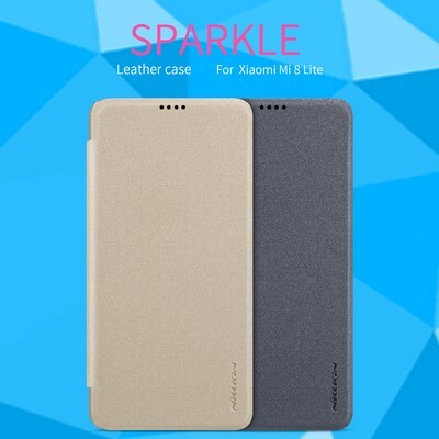 Полиуретановый чехол книга Nillkin Sparkle Leather Case Золотой для Xiaomi Mi8 Lite(4)