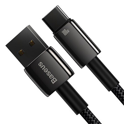 Кабель Baseus Tungsten Gold USB-A - USB-C 480Мб/с 100Вт 1м черный (CAWJ000001)(2)