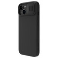 Силиконовая накладка с пластиной Magsafe Nillkin CamShield Silky Magnetic Silicone Case Черная для Apple iPhone 15(#3)