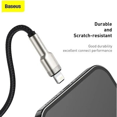 Кабель для айфона Baseus Cafule Series Metal Data Cable USB to Lightning 2.4A 2m White (CALJK-B01)(3)