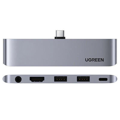Адаптер USB-C Хаб 5 в 1 Ugreen CM424 (4K@60Hz HDMI, 2x USB3.0 + 3,5mm + PD 100W)(1)
