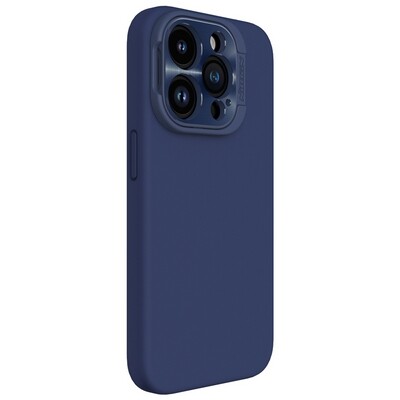 Силиконовая накладка с пластиной Magsafe и защитой камеры Nillkin LensWing Magnetic Silicone Case Синяя для Apple iPhone 15 Pro(3)