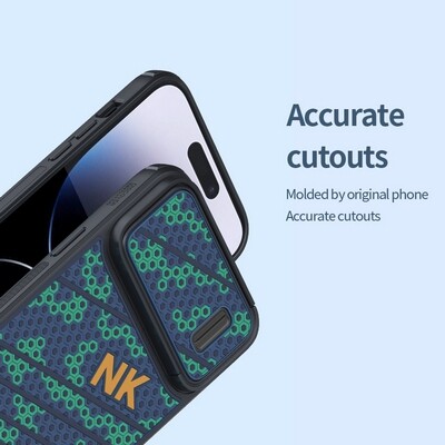 Чехол-накладка с пластиной Magsafe Nillkin Striker S Magnetic Case сине-зеленого цвета для Apple iPhone 14 Pro(8)