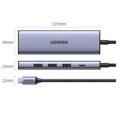 Док-станция 7-в-1 Ugreen CM511-25041 серый(4)