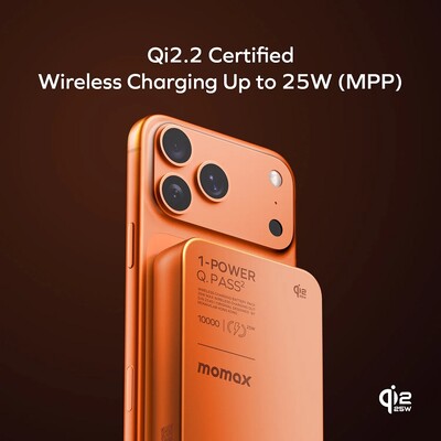 Портативное зарядное устройство MOMAX 1-Power Q.Pass 2 (10000mAh) Magnetic Battery Pack Qi 2.2 25W (IP168) оранжевый(3)