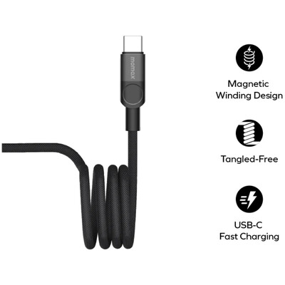 Магнитный кабель Momax DC60D Mag. Link 60W USB-C to USB-C Magnetic cable 1m черный(3)