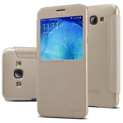 Полиуретановый чехол Nillkin Sparkle Leather Case Gold для Samsung Galaxy A8(3)