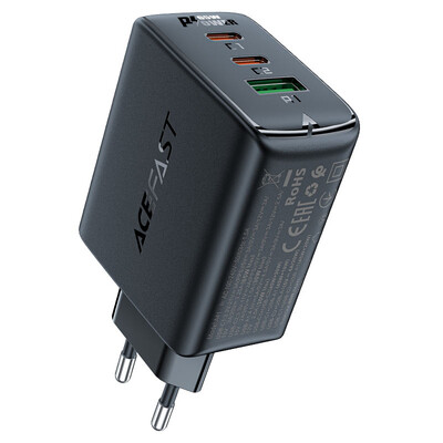 Зарядное устройство Acefast A41 GaN PD65W (2xUSB-C + USB-A) черное(1)