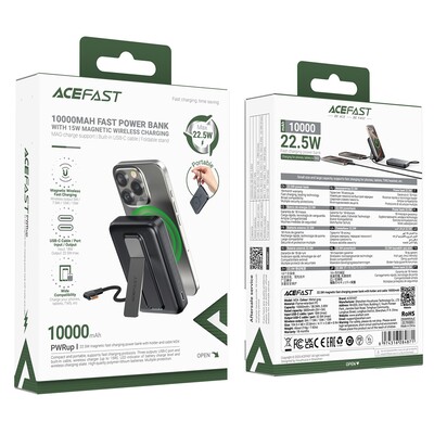 Внешний аккумулятор со встроенным кабелем и подставкой Acefast M24 22.5W Magnetic Fast Charging Power Bank 10000mAh(9)