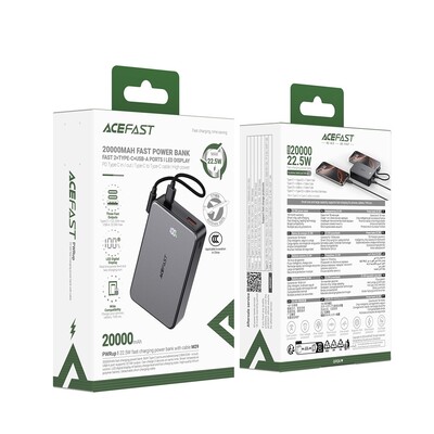 Внешний аккумулятор с кабелем Acefast M29 20000mAh Power Bank 22.5W Fast Charging (CCC)(8)