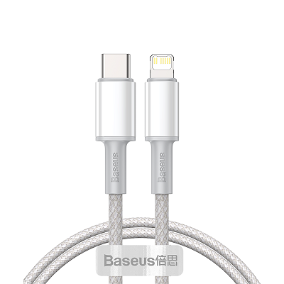 Кабель Baseus High Density Braided Fast Charging Data Cable Type-C - Lightning PD 20W 1m (CATLGD-02) белый(1)