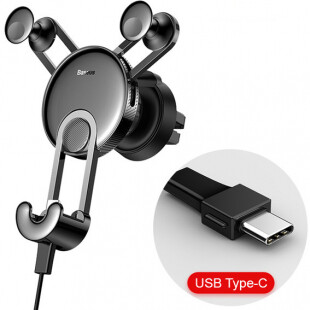 Автомобильный держатель Baseus YY vehicle-mounted phone charging holder with USB cable SUTYY-01 черный(1)