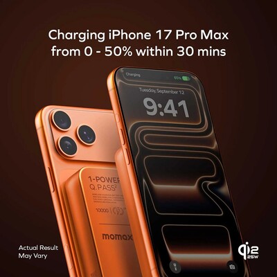 Портативное зарядное устройство MOMAX 1-Power Q.Pass 2 (10000mAh) Magnetic Battery Pack Qi 2.2 25W (IP168) оранжевый(2)