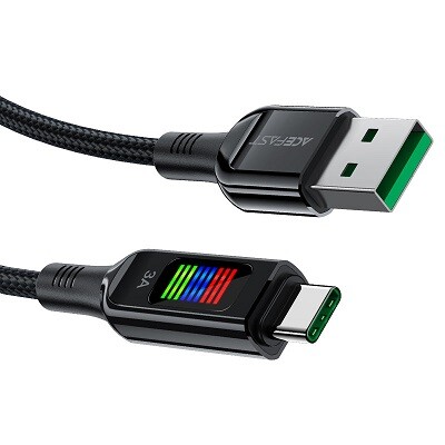 Кабель с индикатором напряжения зарядки Acefast C7-04 USB-A to USB-C Charging Data cable(3)