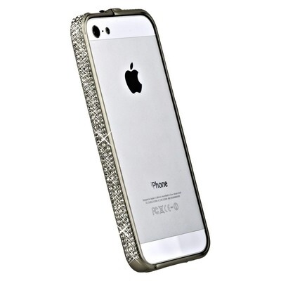 Металлический бампер со стразами Noeson Silver Mat для Apple iPhone 5/5s/SE(2)