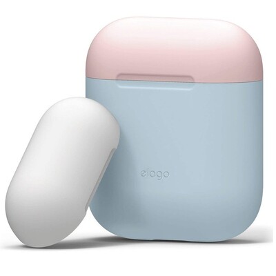 Силиконовый чехол с 2-мя сменными крышками Elago Silicone Duo Case Pastel Blue/Pink/White (EAPDO-PBL-PKWH) для Airpods(2)