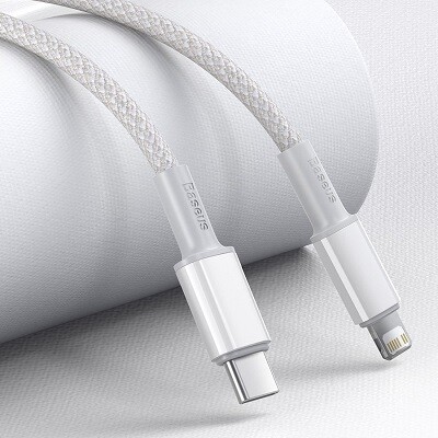 Кабель Baseus High Density Braided Fast Charging Data Cable Type-C - Lightning PD 20W 1m (CATLGD-02) белый(2)