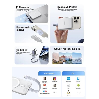 Бокс внешний для жесткого диска магнитный Ugreen D619 (55151) M.2 NVMe SSD Enclosure 10Gbps(5)