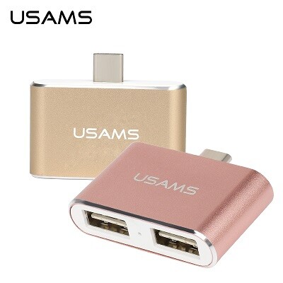 Алюминиевый 2-портовый концентратор Usams USB 3.1 Type-C Hub(1)