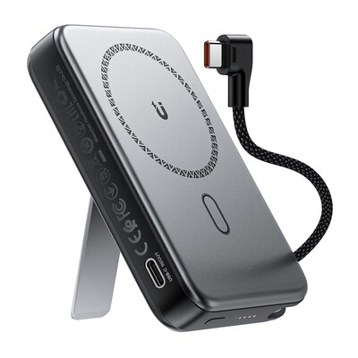 Внешний аккумулятор со встроенным кабелем и подставкой Acefast M24 22.5W Magnetic Fast Charging Power Bank 10000mAh(4)