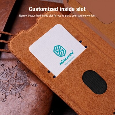 Кожаный чехол Nillkin Qin Pro Leather Case Коричневый для Samsung Galaxy S23 FE(6)