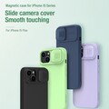 Силиконовая накладка с пластиной Magsafe Nillkin CamShield Silky Magnetic Silicone Case Синяя для Apple iPhone 15 Plus(#9)