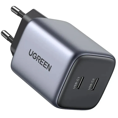 Сетевое зарядное устройство UGREEN CD294-90573 Nexode USB-C+USB-C, 45W (25W+20W), PD, серый(2)