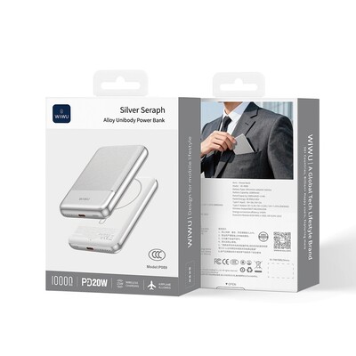Внешний магнитный аккумулятор WiWU Silver Seraph Alloy Unibody Wi-P089 10000mAh(5)