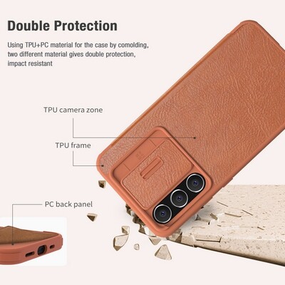 Кожаный чехол Nillkin Qin Pro Leather Case Коричневый для Samsung Galaxy S23 FE(5)
