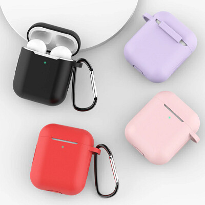Силиконовый чехол для наушников Silicone Case серо-фиолетовый для Apple AirPods 1/2(3)