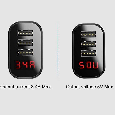 Сетевая зарядка Baseus Mirror Lake Intelligent Digital Display 3xUSB 3.4A белый(6)