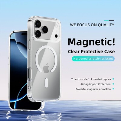 Защитный чехол с магнитной пластиной MagSafe TPU+PC Magic Mask Air Bairrer прозрачный для Apple iPhone 17 Pro Max(2)