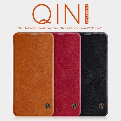 Кожаный чехол Nillkin Qin Leather Case Черный для Xiaomi Pocophone F1(5)
